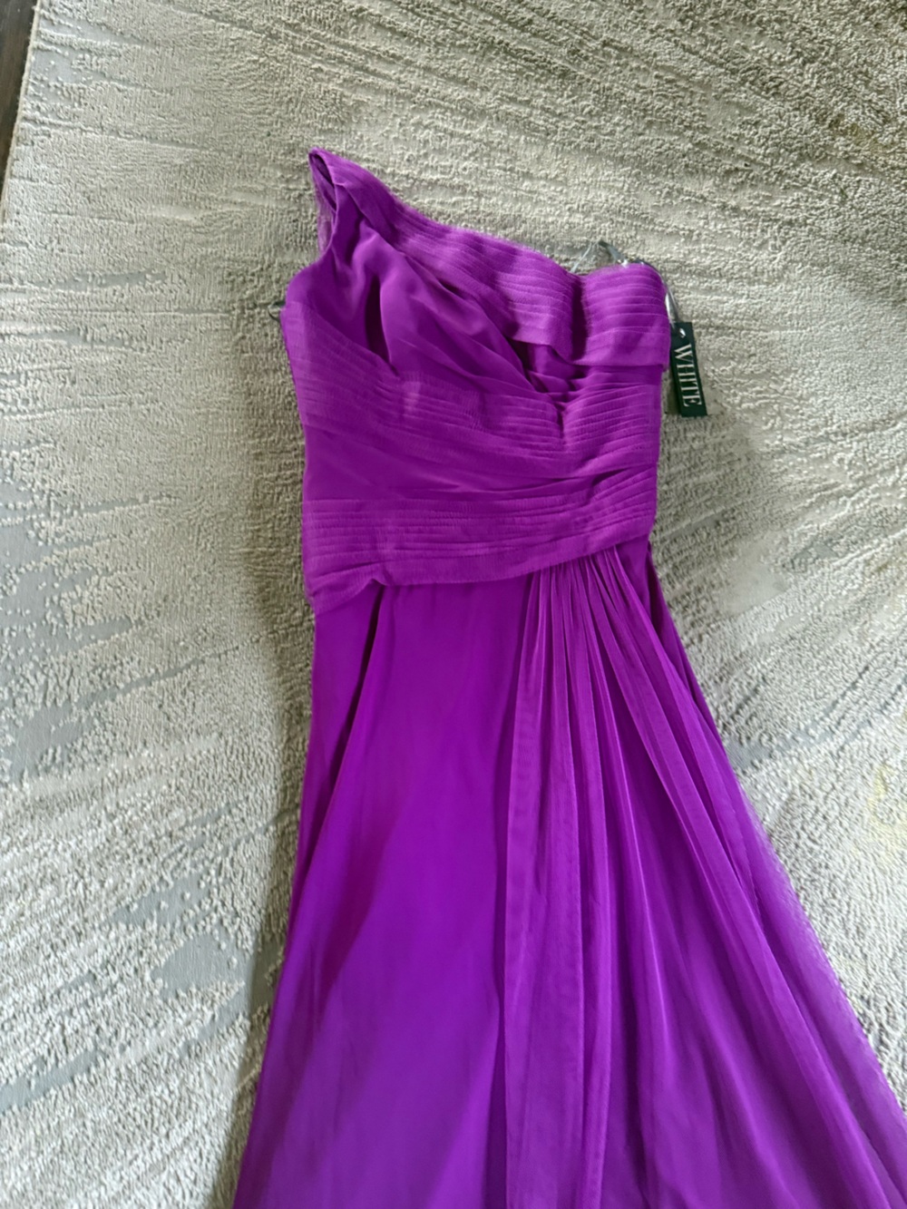 White Vera Wang purple one shoulder bridesmaid wedding guest dress 6 new - Picture 5 of 9